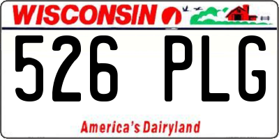 WI license plate 526PLG