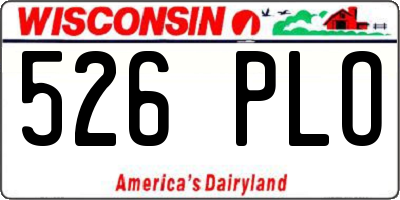 WI license plate 526PLO
