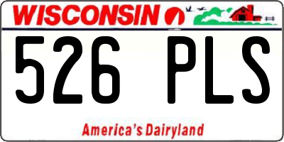 WI license plate 526PLS