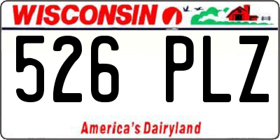 WI license plate 526PLZ