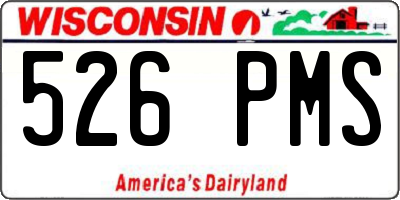 WI license plate 526PMS