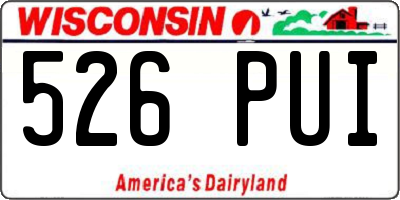 WI license plate 526PUI