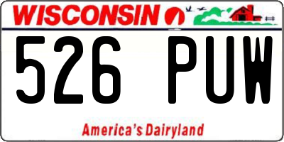 WI license plate 526PUW