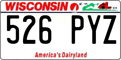 WI license plate 526PYZ