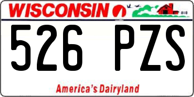 WI license plate 526PZS