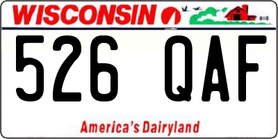 WI license plate 526QAF