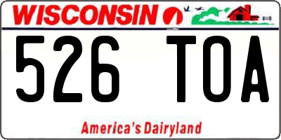 WI license plate 526TOA