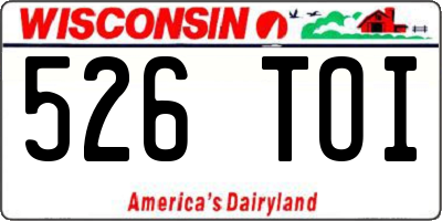 WI license plate 526TOI