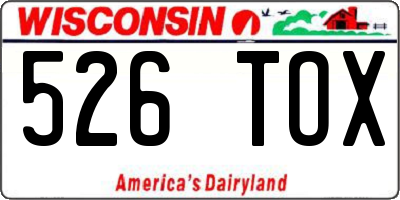 WI license plate 526TOX