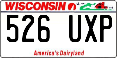 WI license plate 526UXP