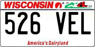 WI license plate 526VEL