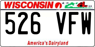 WI license plate 526VFW