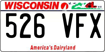 WI license plate 526VFX