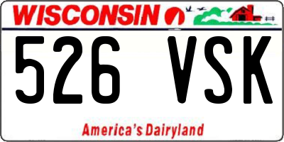 WI license plate 526VSK