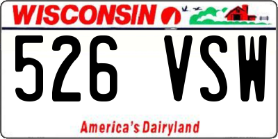 WI license plate 526VSW