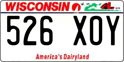 WI license plate 526XOY