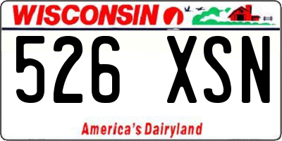 WI license plate 526XSN