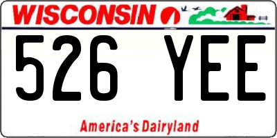 WI license plate 526YEE