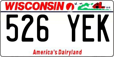 WI license plate 526YEK