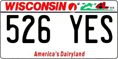 WI license plate 526YES