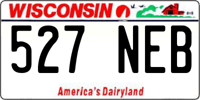 WI license plate 527NEB
