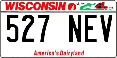 WI license plate 527NEV