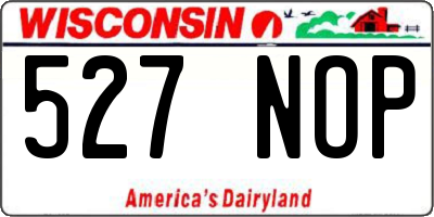WI license plate 527NOP