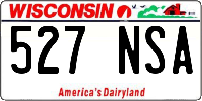 WI license plate 527NSA