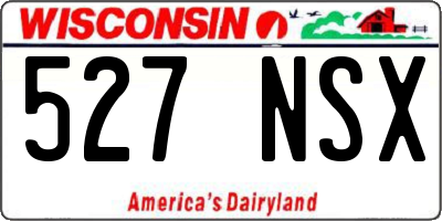 WI license plate 527NSX