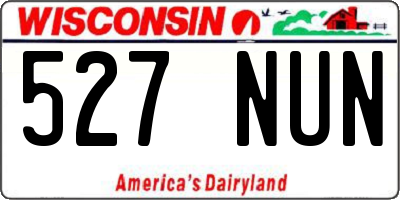 WI license plate 527NUN