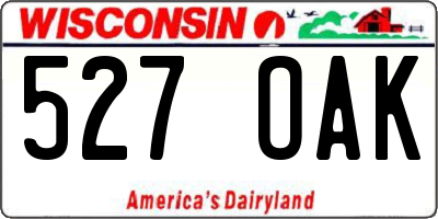 WI license plate 527OAK
