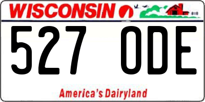 WI license plate 527ODE