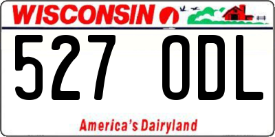 WI license plate 527ODL