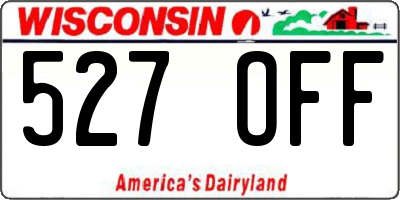 WI license plate 527OFF