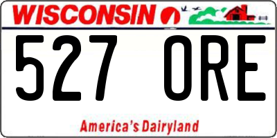 WI license plate 527ORE