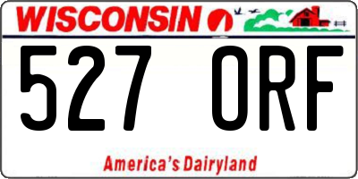 WI license plate 527ORF