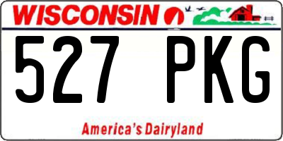 WI license plate 527PKG