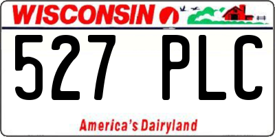 WI license plate 527PLC
