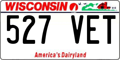 WI license plate 527VET