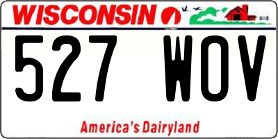 WI license plate 527WOV