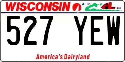 WI license plate 527YEW