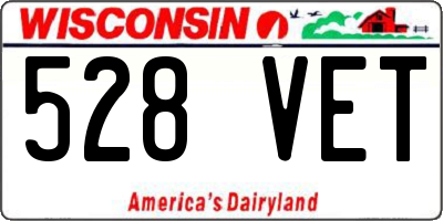 WI license plate 528VET