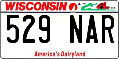 WI license plate 529NAR