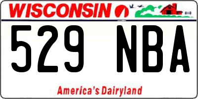 WI license plate 529NBA