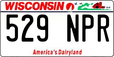 WI license plate 529NPR