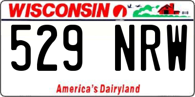 WI license plate 529NRW