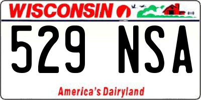 WI license plate 529NSA