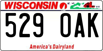WI license plate 529OAK