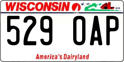 WI license plate 529OAP