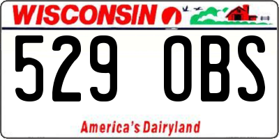 WI license plate 529OBS